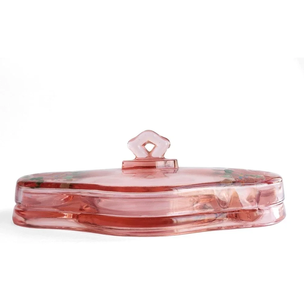 Cambridge Glass Peach-Blo Vintage Vanity Dish Hand Painted